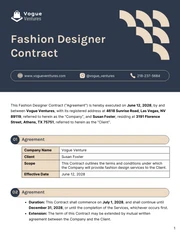 Fashion Designer Contract Template - page 1