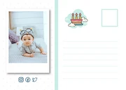 Light Blue And White Playful Illustration Happy Birthday Postcard - Page 2