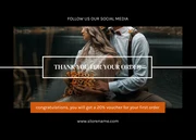 Black And Orange Minimalist Thank You Postcard - Page 1