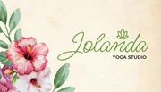 Yellow Cream Classic Vintage Floral Yoga Instructor Sport Business Card - Page 1