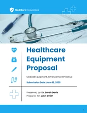Minimalist Blue and White Healthcare Equipment Proposal - Page 1
