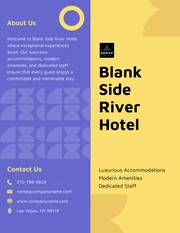 Abstract Purple and Yellow Hotel Brochure - Page 1