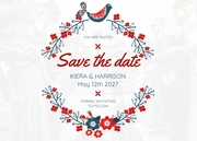 White, Red, and Blue Floral Save the date Postcard - page 1