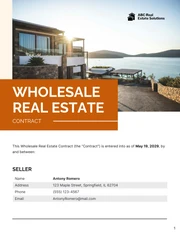 Wholesale Real Estate Contract Template - Page 1