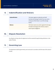 Car Storage Contract Template - Page 5