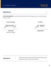 Car Storage Contract Template - page 6