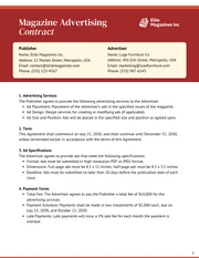 Magazine Advertising Contract Template Free - page 1