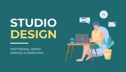 Teal Minimalist Illustration Graphic Design Business Card - Page 1