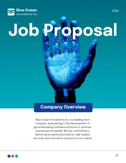 Cyan Blue Electric Modern Job Proposal - Page 1