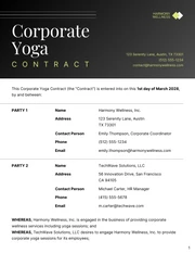 Corporate Yoga Contract Template - Página 1