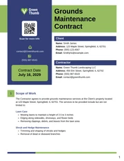 Grounds Maintenance Contract Template - page 1