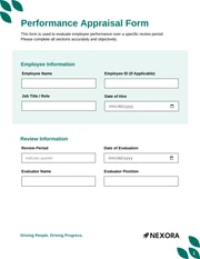 Performance Appraisal Form Template - Page 1