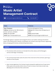 Music Artist Management Contract Template - Page 1