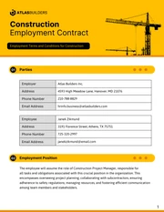 Construction Employment Contract Template - صفحة 1