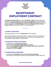 Receptionist Contract Template - Página 1