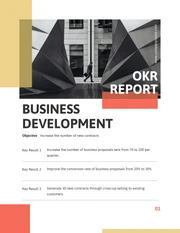 Red And Yellow Minimalist Modern OKR Report - Page 1