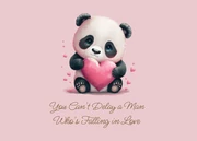 Baby Pink Cute Panda Watercolor Love Postcard - page 1