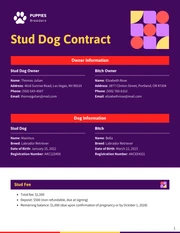 Stud Dog Contract Template - page 1