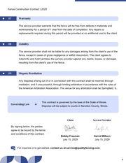 Fence Construction Contract Template - صفحة 4