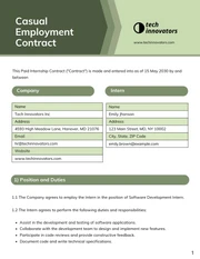 Paid Internship Contract Template - Seite 1