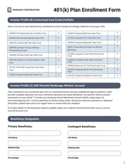 Printable 401(k) Enrollment Form Template - page 2