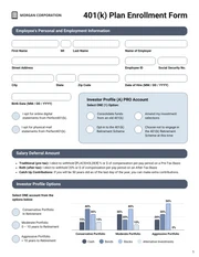 Printable 401(k) Enrollment Form Template - Seite 1