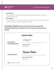 Plumbing Maintenance Contract Template - page 4