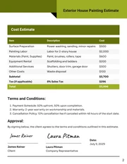 Exterior House Painting Estimate Template - Page 2