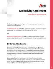 Exclusivity Contract Template - Seite 1