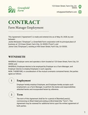 Farm Manager Employment Contract Template - Seite 1