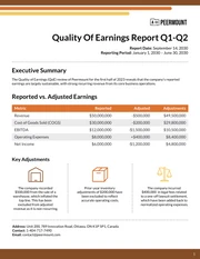 Quality Of Earnings Report Template - page 1