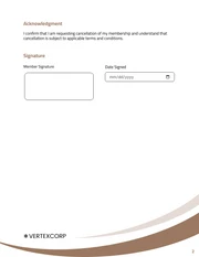 Membership Cancellation Form Template - Page 2