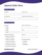 Apparel Order Form Template - Seite 1