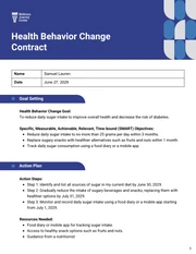 Health Behavior Change Contract Template - Page 1