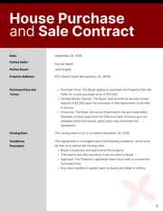 Modern Clean Burgundy Purchase and Sale Agreement Contracts - Page 1