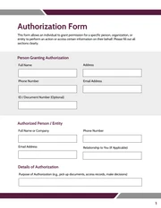 Authorization Form Template - Página 1