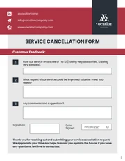 Service Cancellation Form - Page 2