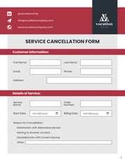 Service Cancellation Form - Page 1