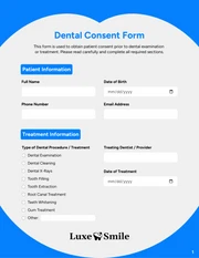 Dental Consent Form Template - Page 1