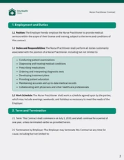 Nurse Practitioner Contract Template - page 2