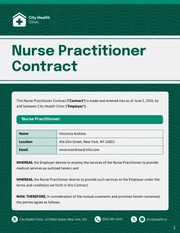 Nurse Practitioner Contract Template - page 1