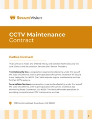 CCTV Maintenance Contract Template - page 1