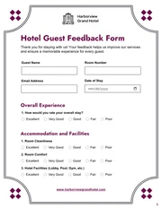 Hotel Feedback Form Template - Page 1