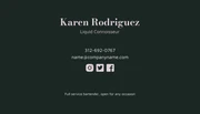 Simple Prim and Green Bartender Business Card - Page 2