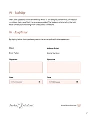 Freelance Makeup Artist Contract Template - page 2