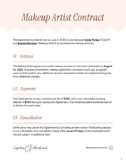 Freelance Makeup Artist Contract Template - page 1
