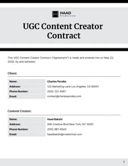 UGC Content Creator Contract Template - صفحة 1