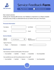 Service Feedback Form - Page 1