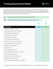 Healthcare Assessment Training Material Checklist - Page 1