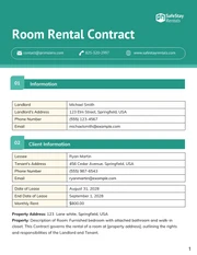Room Rental Contract Template - Page 1